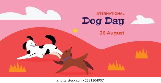 Celebración del Día Internacional del Perro. antecedentes del día internacional del perro. Día mundial del perro. 26 de agosto. Ilustración vectorial. afiche, pancarta, tarjeta de saludo, volante. Feliz Día Nacional del Perro. venta. evento, fiesta.