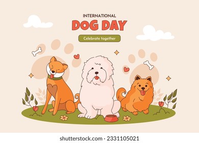 International Dog Day celebration. international dog day background. world dog day. August 26. Vector illustration. poster, banner, greeting card, flyer. Happy National Dog Day. sale. event, party.
