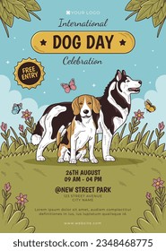 International Dog Day celebration. international dog day background. world dog day. August 26. Vector illustration. poster, banner, greeting card, flyer. Happy National Dog Day. sale. event, party.