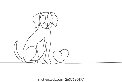 International dog day, continue line art style vector illustration.