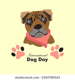 International Dog Day. Happy National Dog Day. Cute dog. Happiness. National Puppy Day. Vector, illustration for poster, banner, greeting card, flyer. 26 August.