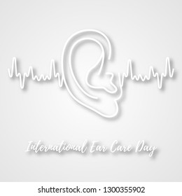 International Ear Care Day. Human ear on a white background. Medical poster design. Vector illustration. Vector