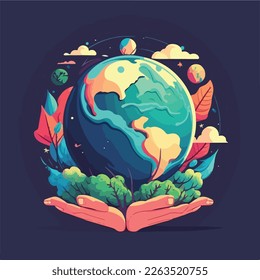 The international Earth day celebration, Save earth, Illustration