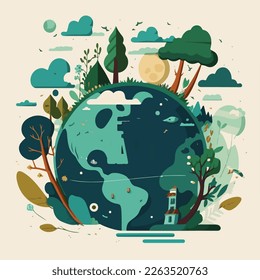 The international Earth day celebration, Save earth, Illustration