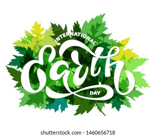 International Earth Day - cute hand drawn doodle lettering art poster banner template