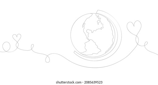 International Earth Day. Environmental and social problems. Vector illustration in the style of line art isolated on a white background. Banner