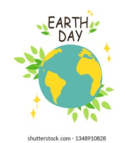 international earth day. The planet and green leafs