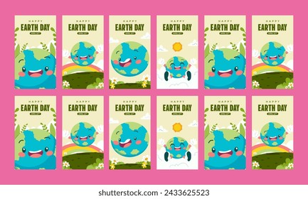 international earth day social media template vector flat design set