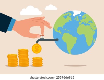 International economy. Developed market and emerging markets. Modern flat vector illustration