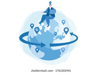 International Economy Export Market, Vector Illustration For Web Banner, Infographics, Mobile. Trade, Company Partnership Cooperation Management.