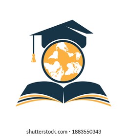 International education concept design. Education globe icon logo vector template.