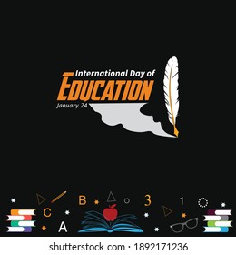 International Education Day, 24 January. Reading imagination concept for education holiday. vector Illustration.