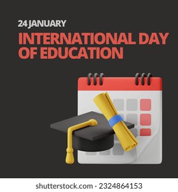 International Education Day, 24 January. Reading imagination concept for education holiday. vector Illustration.