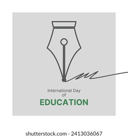 International Education Day, 24 January. line drawing with pen concept for education holiday. vector Illustration.