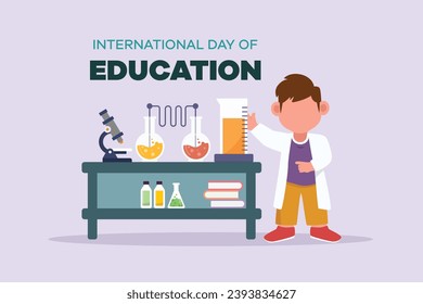 International Education Day concept. Colored flat vector illustration isolated.