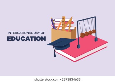 International Education Day concept. Colored flat vector illustration isolated.