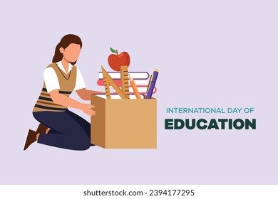 International Education Day concept. Colored flat vector illustration isolated.