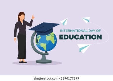 International Education Day concept. Colored flat vector illustration isolated.