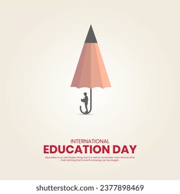 International Education Day. Creative Education day design for banner, poster, social media post 3D Illustration