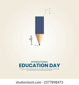 International Education Day. Creative Education day design for banner, poster, social media post 3D Illustration