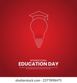 International Education Day. Creative Education day design for banner, poster, social media post 3D Illustration