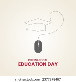 International Education Day. Creative Education day design for banner, poster, social media post 3D Illustration