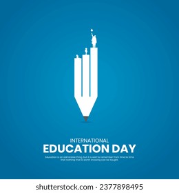 International Education Day. Creative Education day design for banner, poster, social media post 3D Illustration