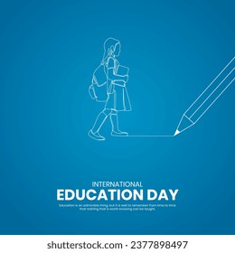 International Education Day. Creative Education day design for banner, poster, social media post 3D Illustration