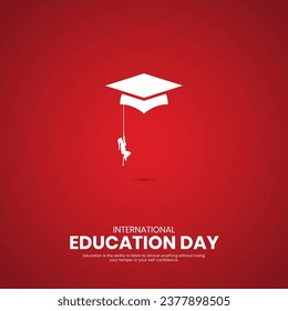 International Education Day. Creative Education day design for banner, poster, social media post 3D Illustration