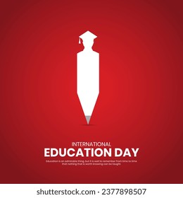 International Education Day. Creative Education day design for banner, poster, social media post 3D Illustration