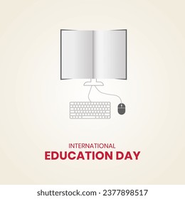 International Education Day. Creative Education day design for banner, poster, social media post 3D Illustration