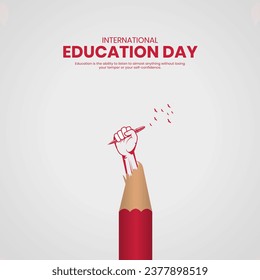 International Education Day. Creative Education day design for banner, poster, social media post 3D Illustration