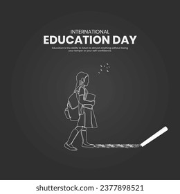 Internationaler Bildungstag. Creative Education Day Design für Banner, Poster, Social Media Post 3D Illustration