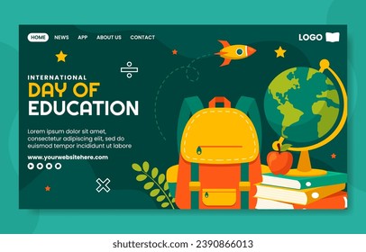 International Education Day Social Media Landing Page Cartoon Templates Background Illustration