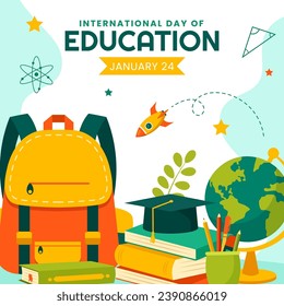 International Education Day Social Media Illustration Flat Cartoon Hand Drawn Templates Background