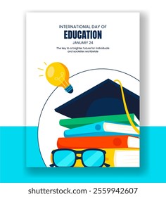 International Education Day Social Media Graphic with Flat Vertical Poster Design