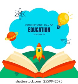 International Education Day Vector Illustration with Hand Drawn Templates in Flat Style Illustration