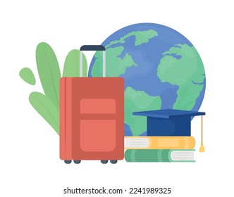 International education elements flat concept vector illustration. Editable 2D cartoon objects on white for web design. Studying abroad creative idea for website, mobile, presentation