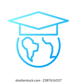International education pixel perfect gradient linear vector icon. Exchange student worldwide. Studying abroad. Thin line color symbol. Modern style pictogram. Vector isolated outline drawing