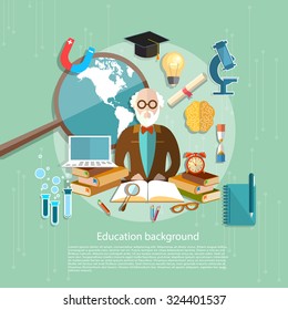 International Education professor teachers in the classroom e-learning school lessons college university vector illustration  