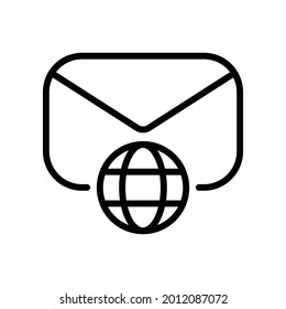 Icono de correo electrónico internacional, gráficos de vector de línea