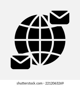 International email icon in solid style, use for website mobile app presentation