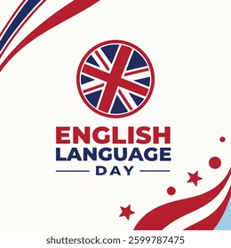International English Language day, 23rd April poster vector illustration