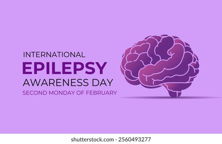 International Epilepsy Day observed every year on  2nd Monday of February. Health banner, Human head, stethoscope with Brain. Vector illustration of background.