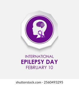 International Epilepsy Day observed every year on  2nd Monday of February. Health banner, Human head, stethoscope with Brain. Vector illustration of background.