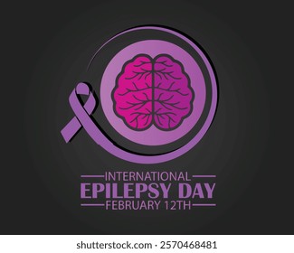 International Epilepsy Day observed every year on February 12. Vector health banner, flyer, poster and social medial template design.