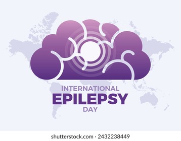 International Epilepsy Day poster vector illustration. Abstract human brain purple icon vector. Suitable for card, background, banner. February every year. Important day