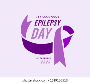 
International epilepsy day with purple ribbon. Vector illustration