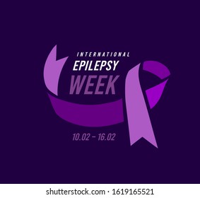 
International epilepsy week with purple ribbon. Vector illustration