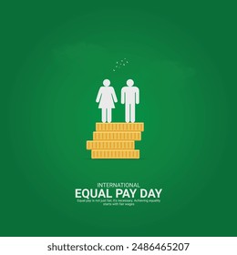 International Equal Pay Day Creative Ads. dollar and man vector isolated on Template for background. Equal Pay Poster design, vector, 3d, illustration, Sep 18. Important day, Holiday concept.